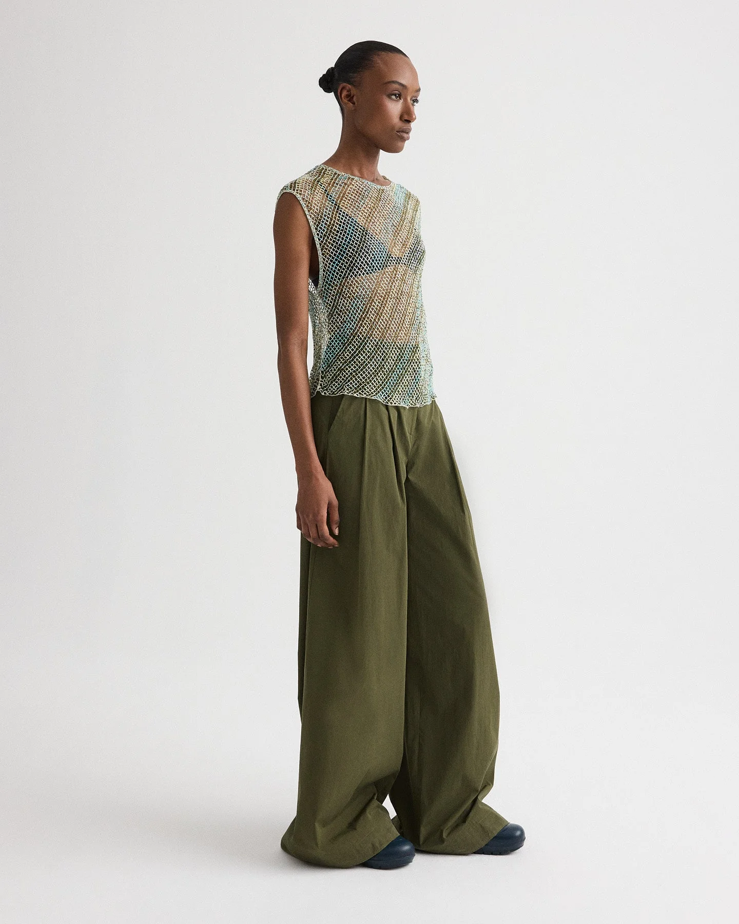 TWP - Oversized Muscle Tank in Bugle And Bead Net Fringe - Image 4