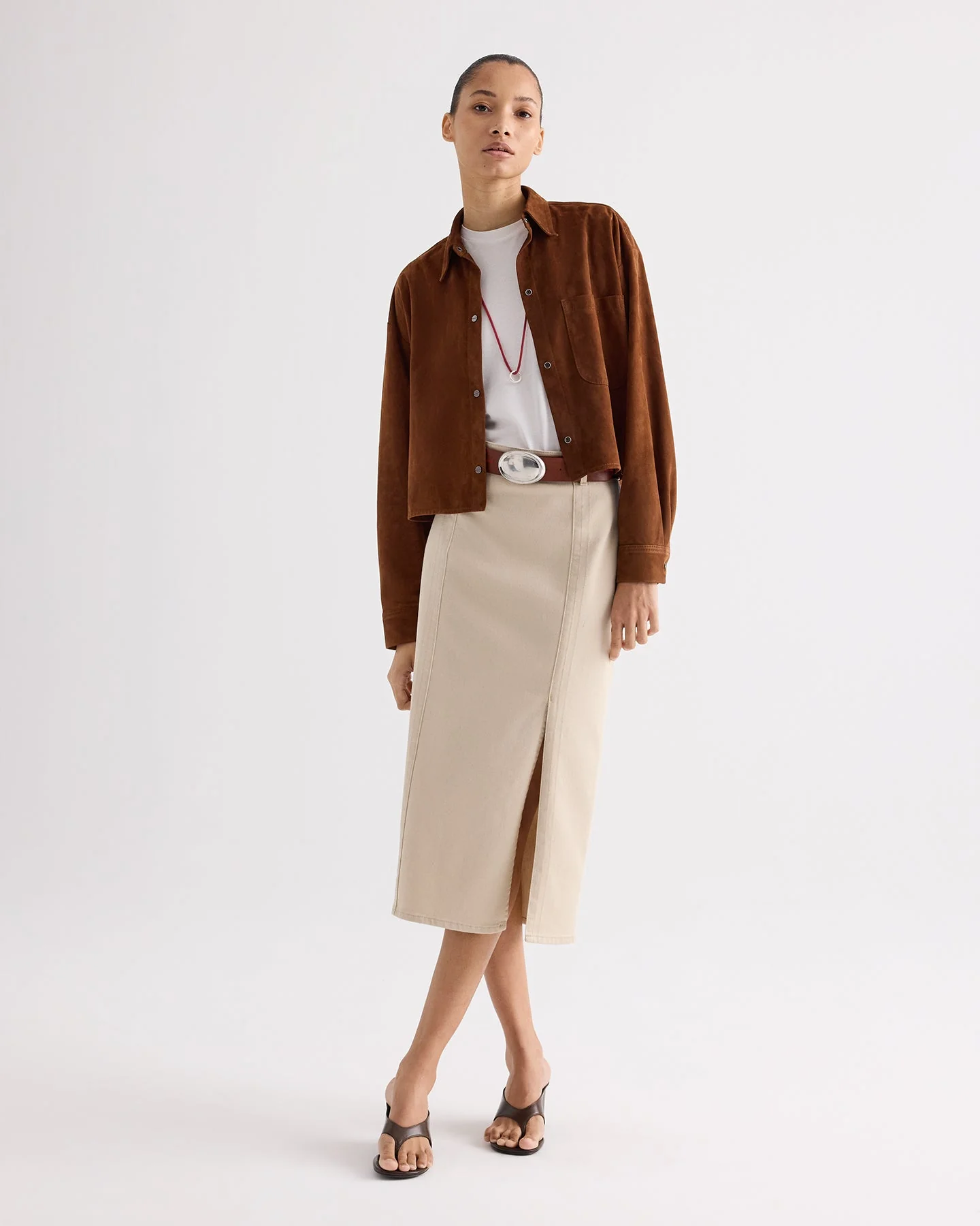 TWP - Pencil Skirt With Details in Sandshell Denim