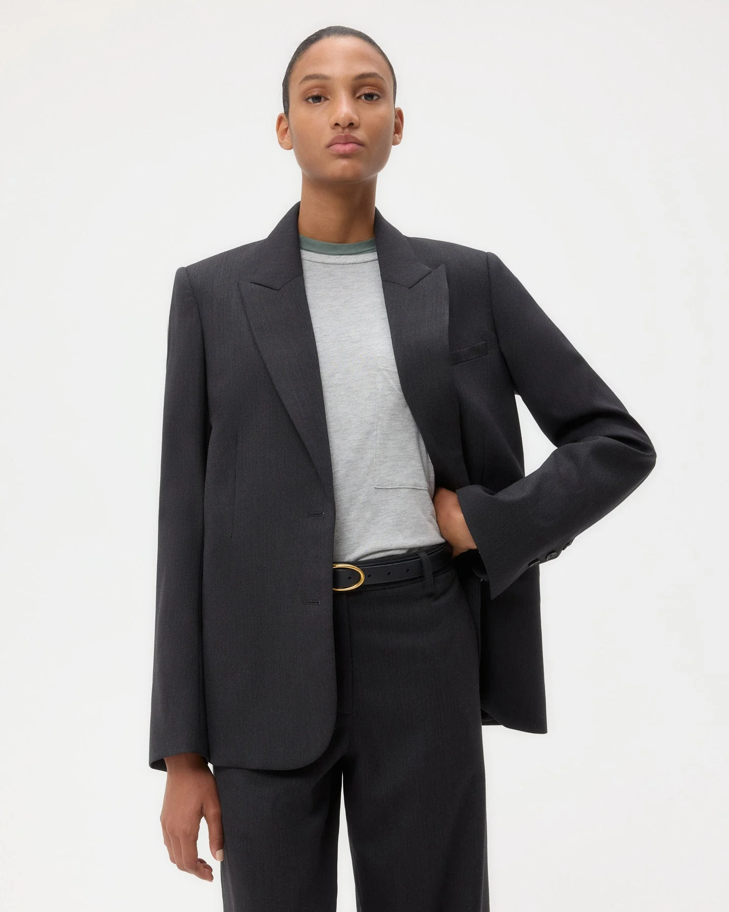 TWP - Perfect Boyfriend Blazer in Micro Herringbone Wool Suiting - Image 2