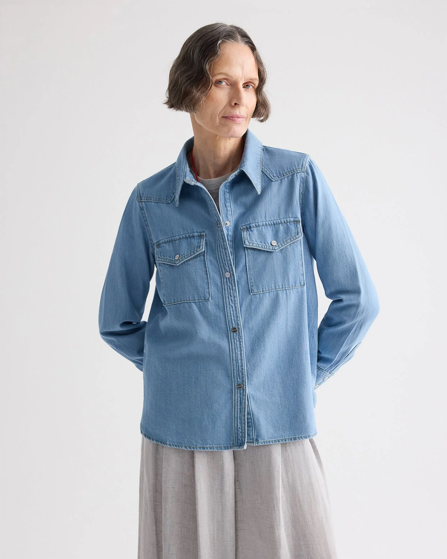 TWP - Ranchers Daughter Shirt in Denim - Image 2