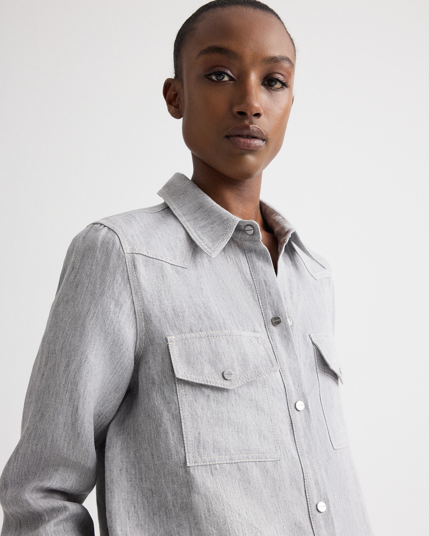 TWP - Ranchers Daughter Shirt in Lightweight Washed Hemp Denim - Image 2