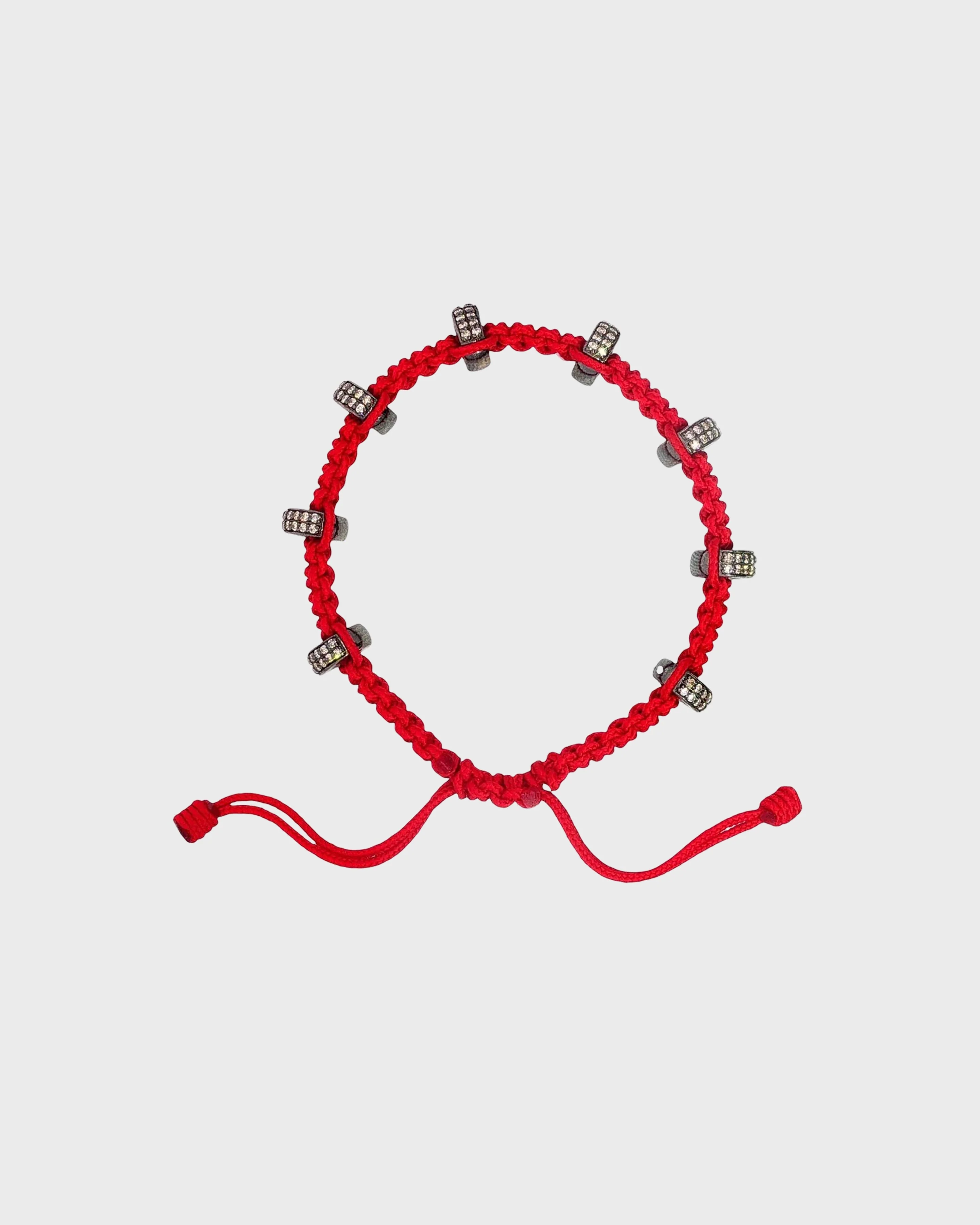 TWP - Red Thread Bracelet x Double Silver Big Size Half Roundel