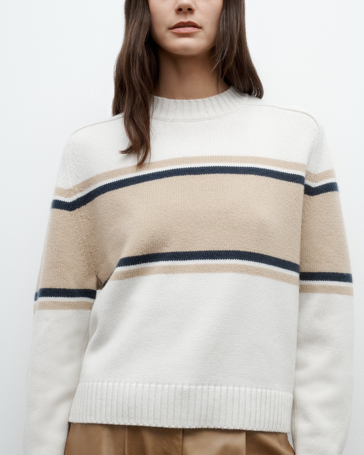 TWP - Saddle Crewneck with Stripes in Italian Cashmere - Image 2