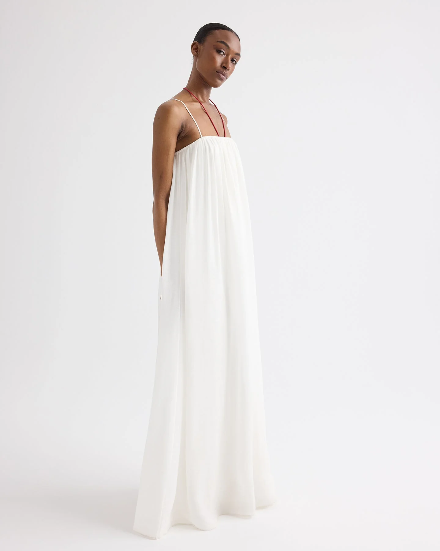 TWP - Shirred Column Dress in Linen Viscose - Image 3