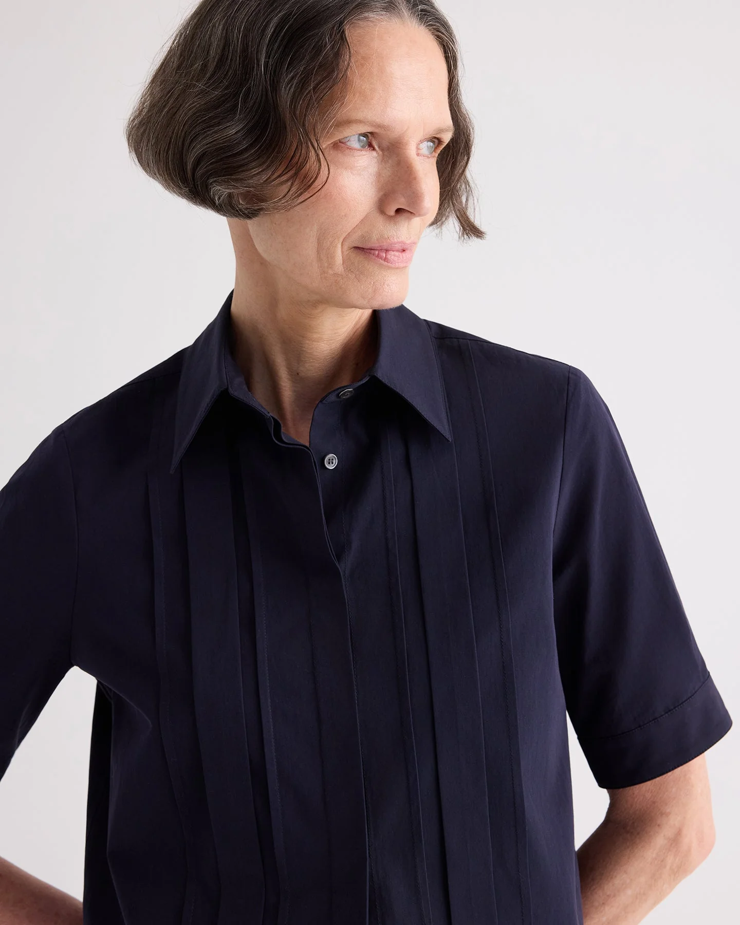 TWP - Short Lived Shirt with Pleated Placket in Super Compact Poplin - Image 3