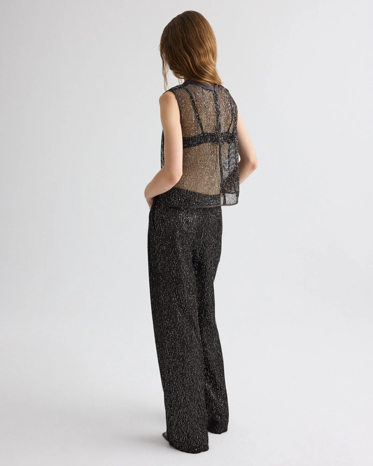 TWP - Short Muscle Tank in Mini Sequin Netting - Image 5