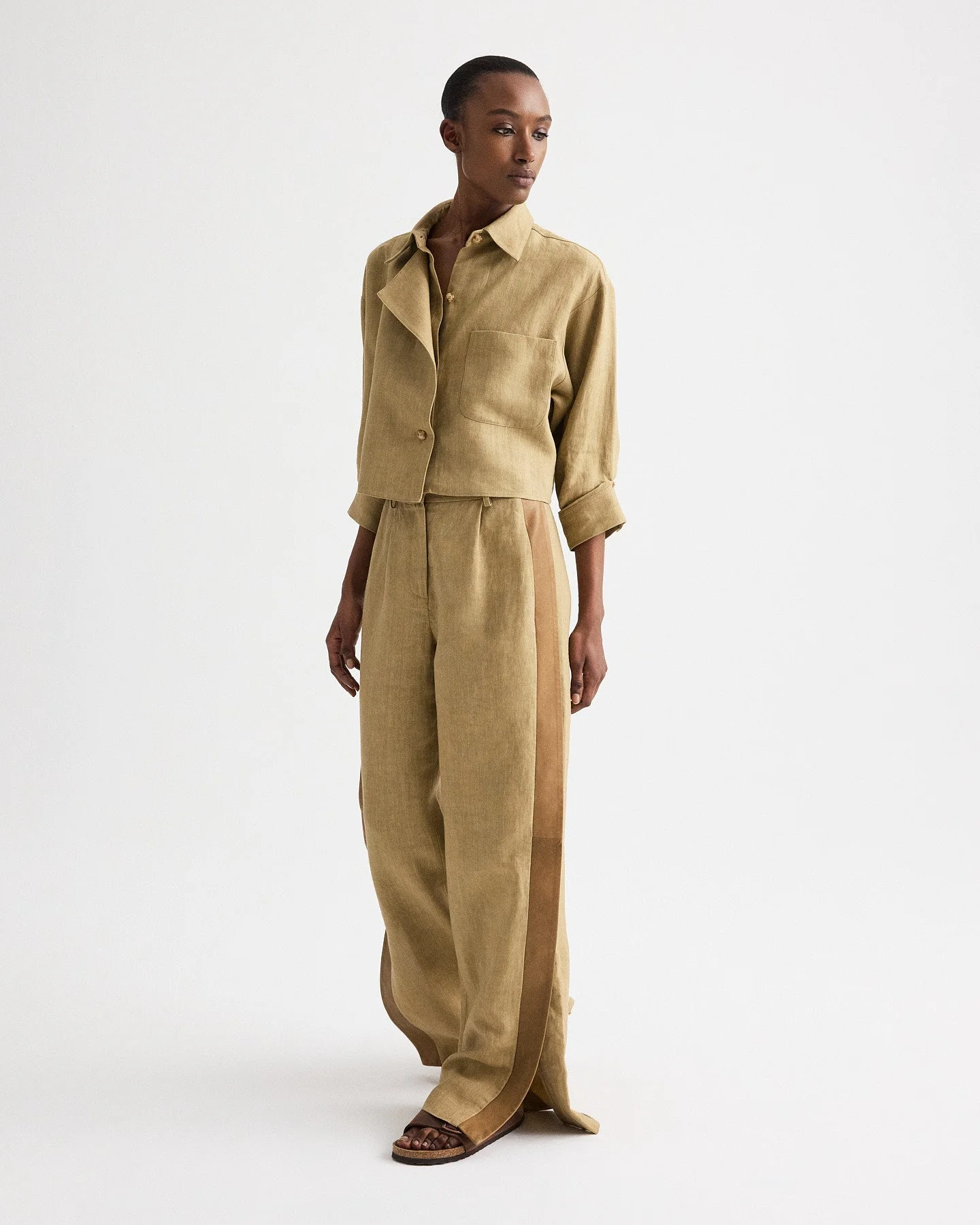TWP - Slim A Pant with Lip Tux in Plain Weave Linen - Image 3