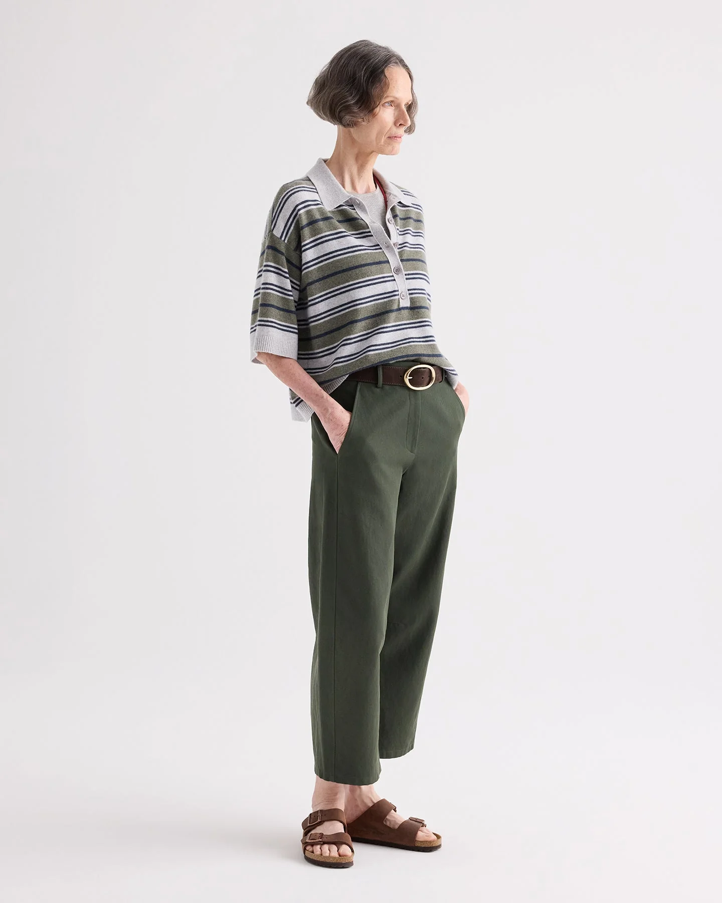 TWP - SS Polo Sweater with Stripes in Italian Cashmere - Image 3