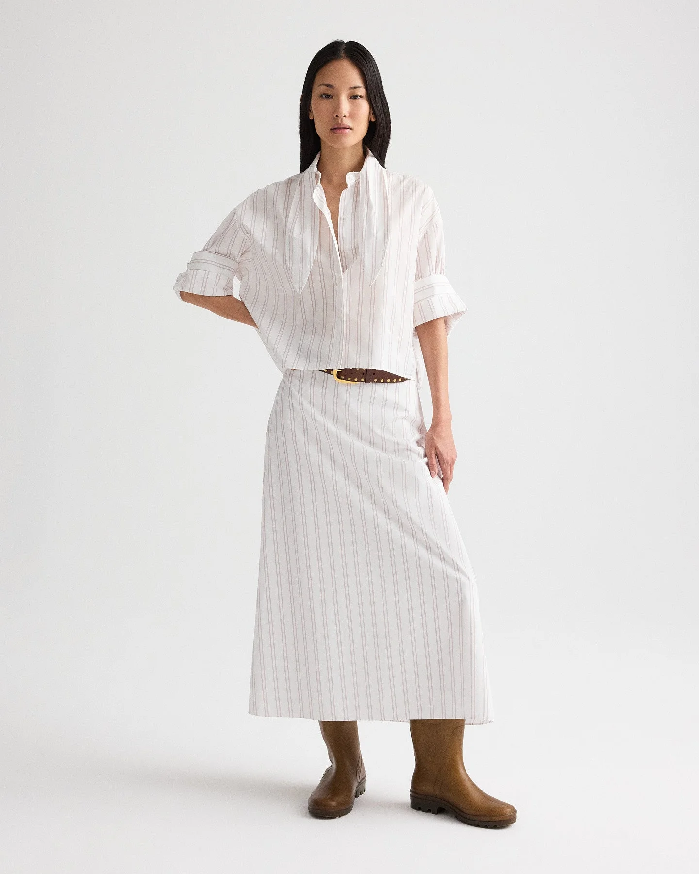 TWP - The A - Line Skirt in Drop Needle Double Stripe - Image 3