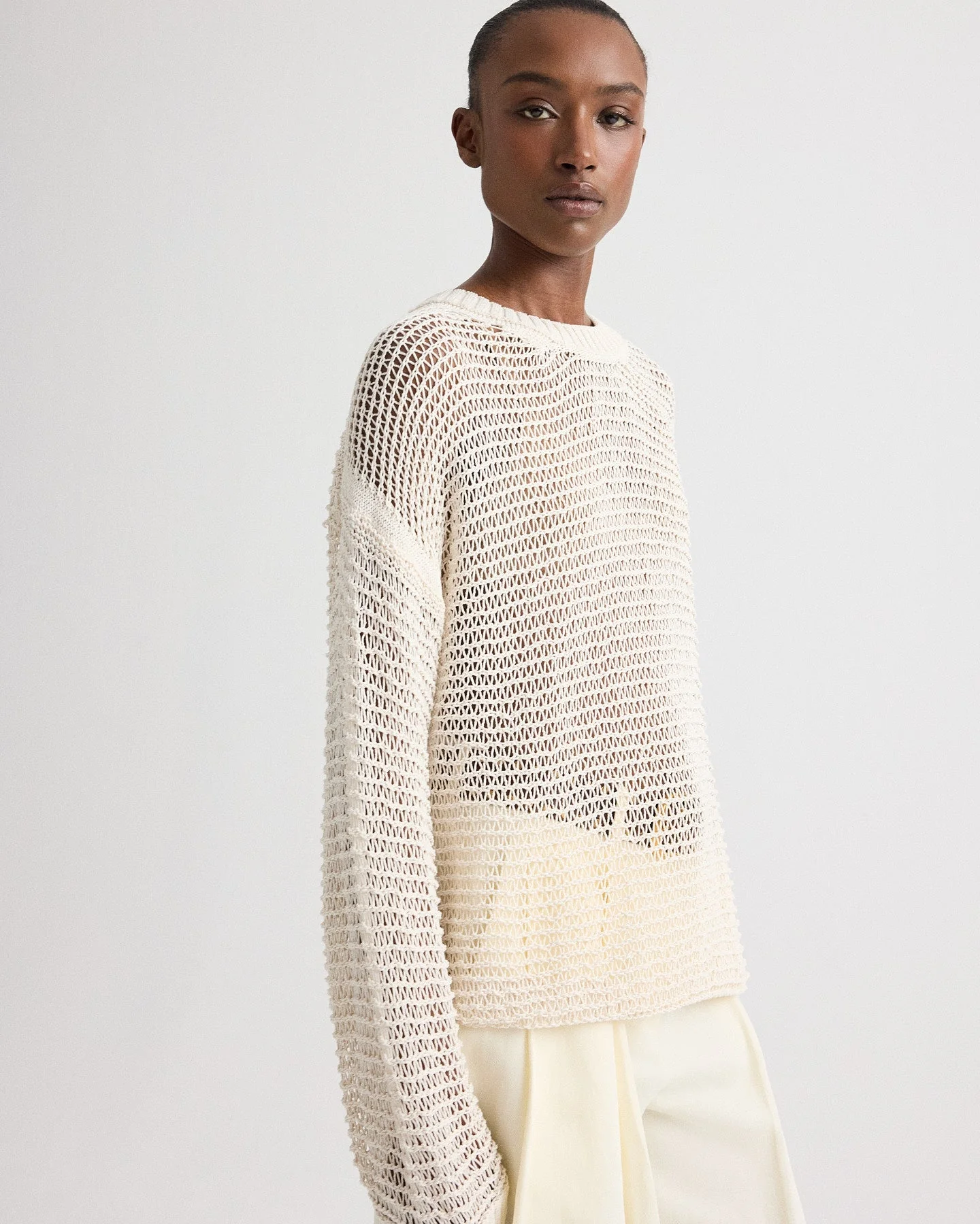 TWP - Wide Crew L/S Pullover in Silk Blend Yarn - Image 2