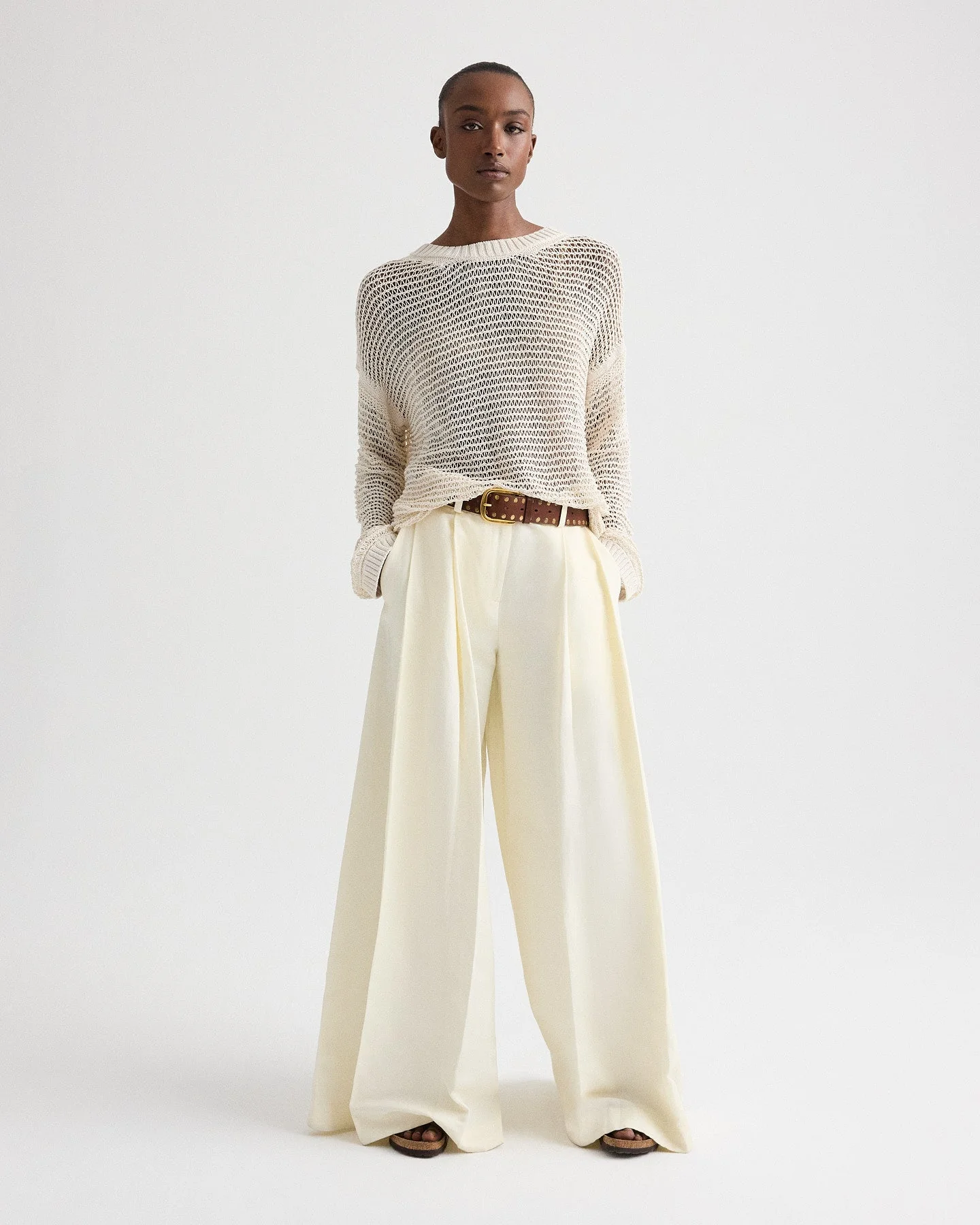 TWP - Wide Crew L/S Pullover in Silk Blend Yarn - Image 3