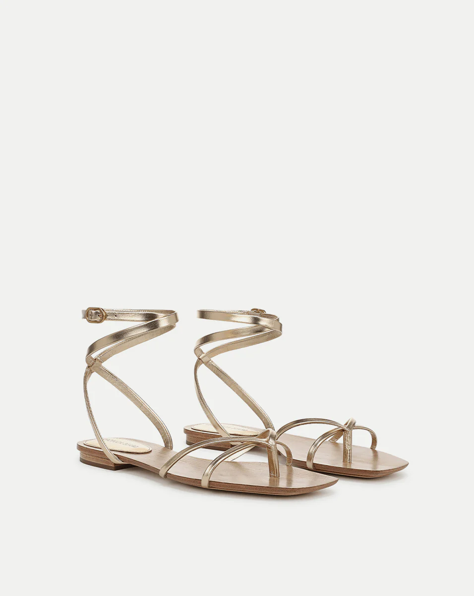 Veronica Beard - Allegra Metallic Ankle - Wrap Sandal - Image 3