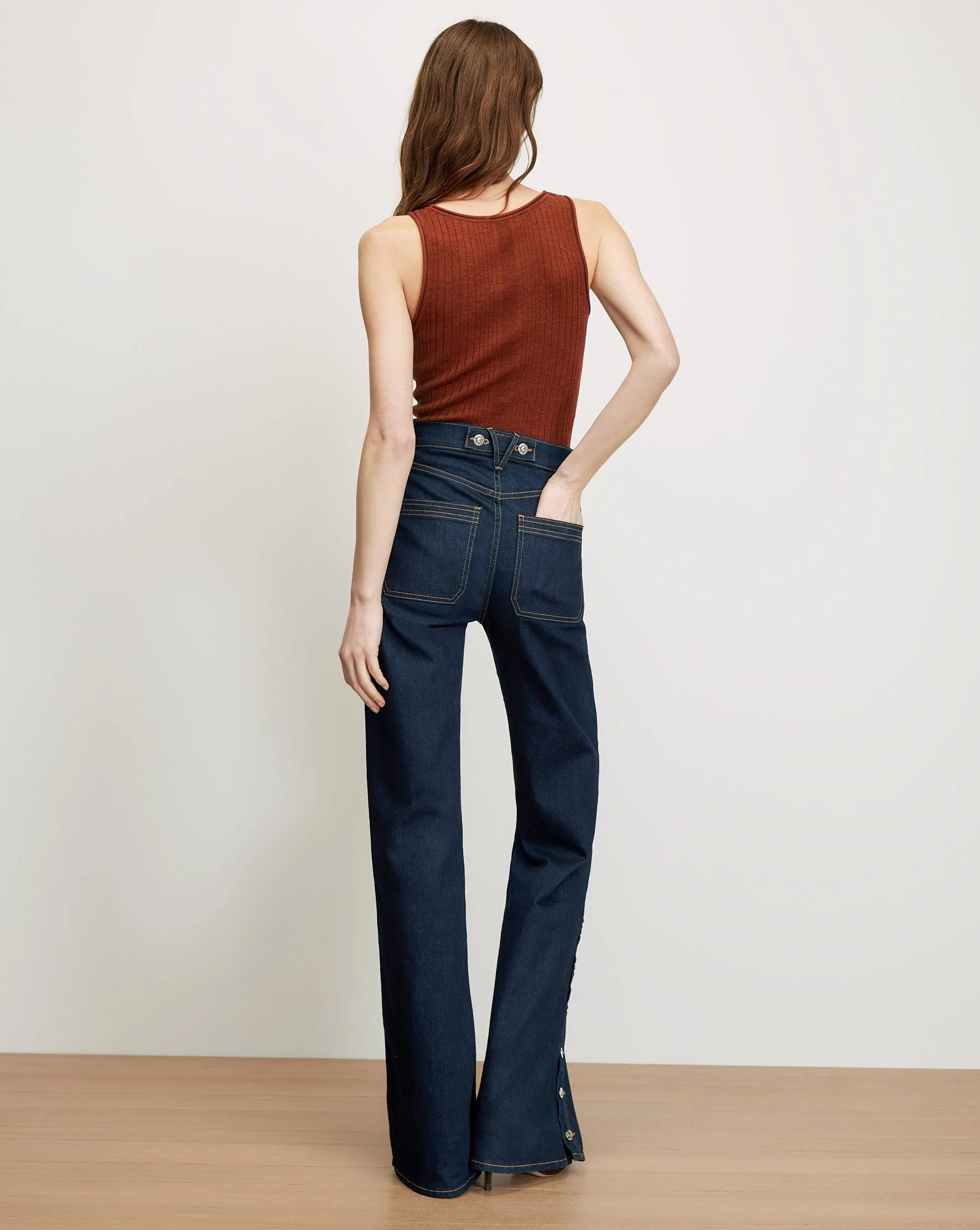 Veronica Beard - Crosbie Slim Wide - Leg Button - Seam Jean - Image 5