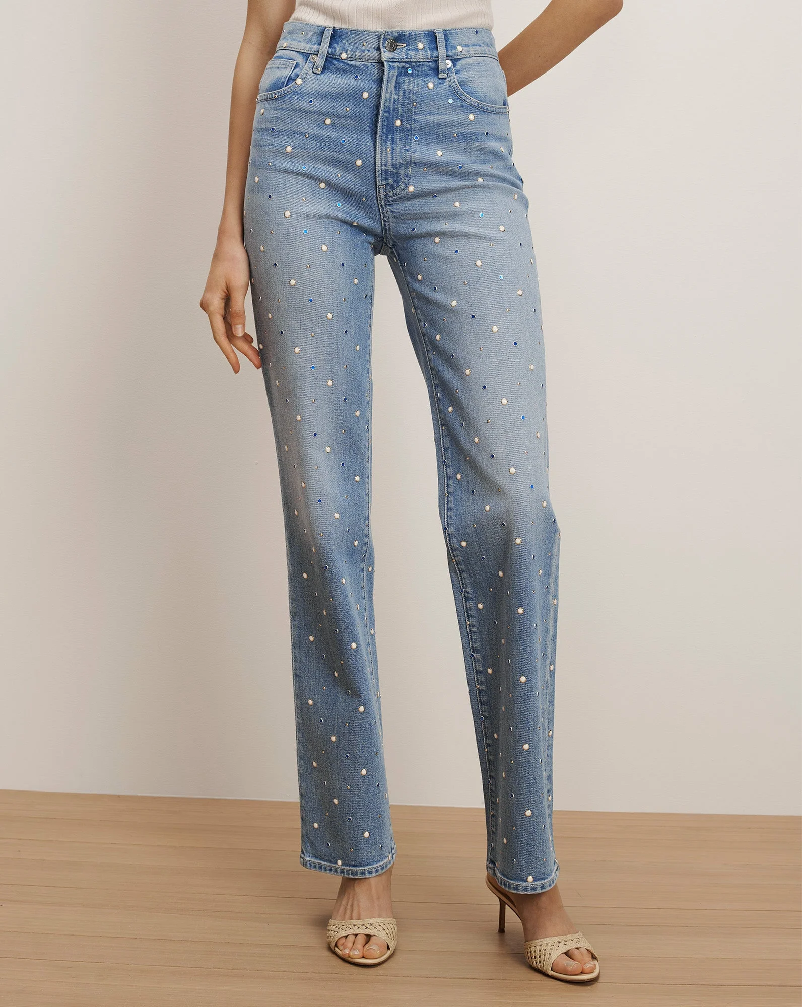 Veronica Beard - Dylan Embellished Straight - Leg Jean - Image 2