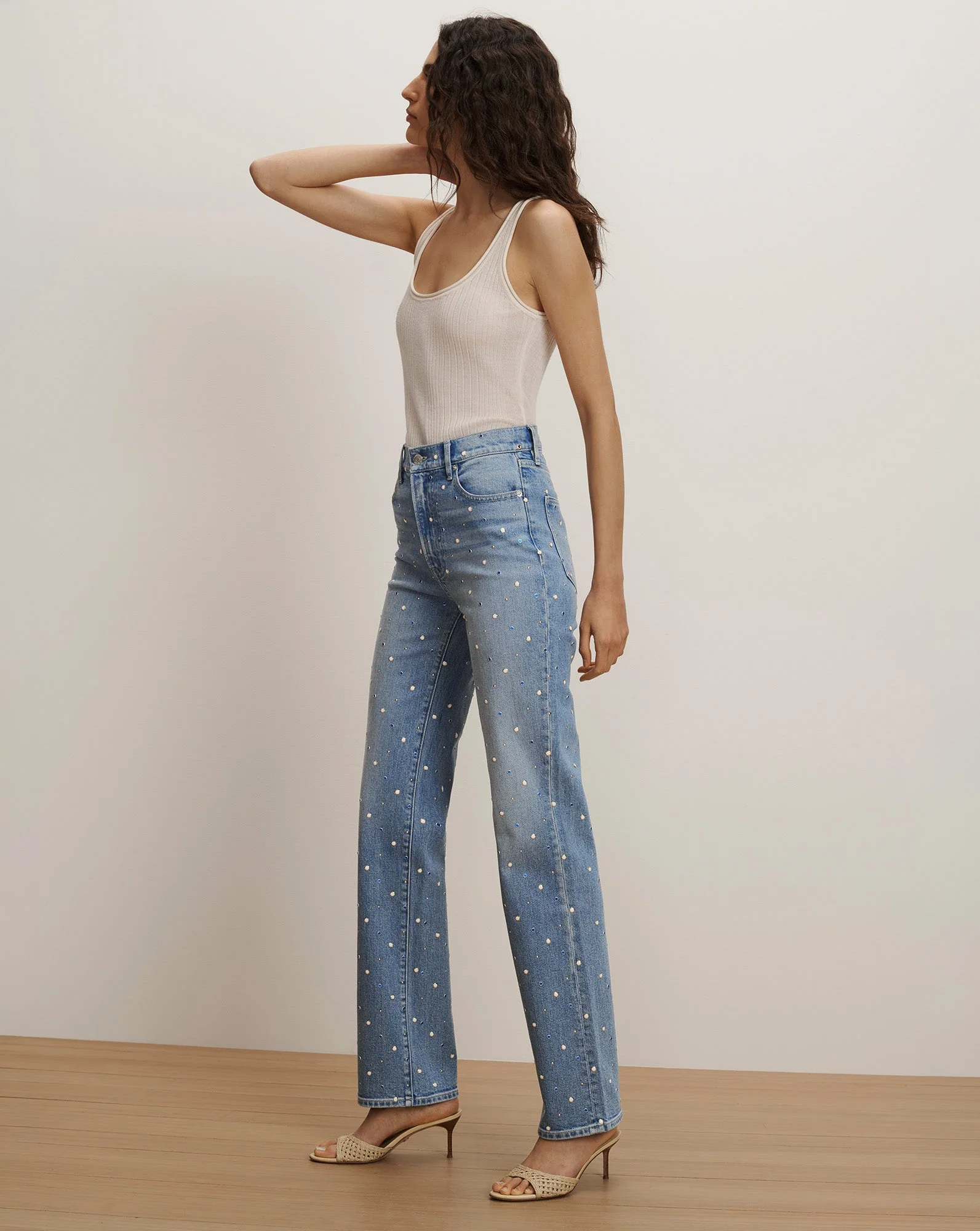 Veronica Beard - Dylan Embellished Straight - Leg Jean - Image 3