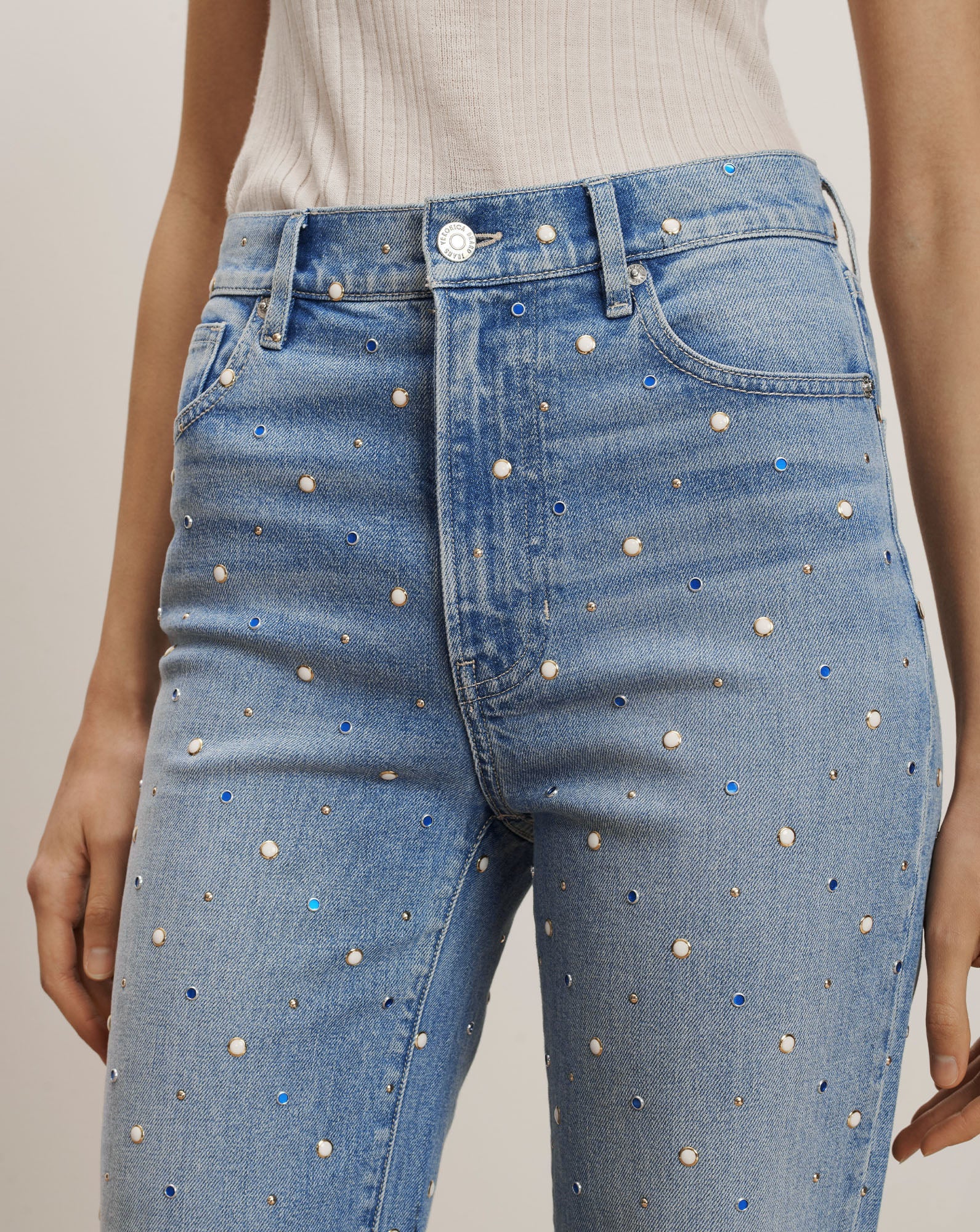 Veronica Beard - Dylan Embellished Straight - Leg Jean - Image 7