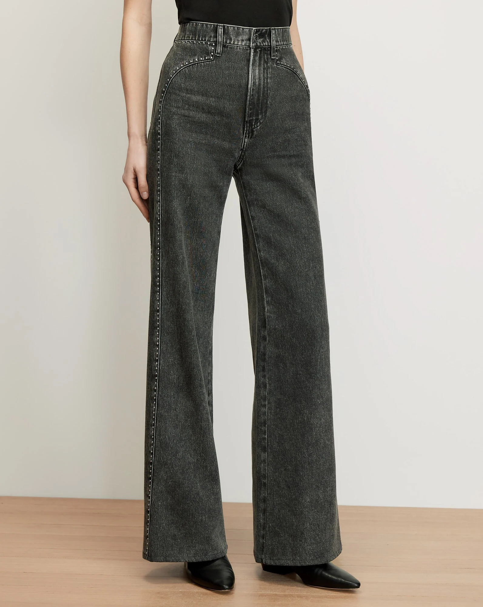 Veronica Beard - Grant Studded Wide - Leg Jean - Image 2