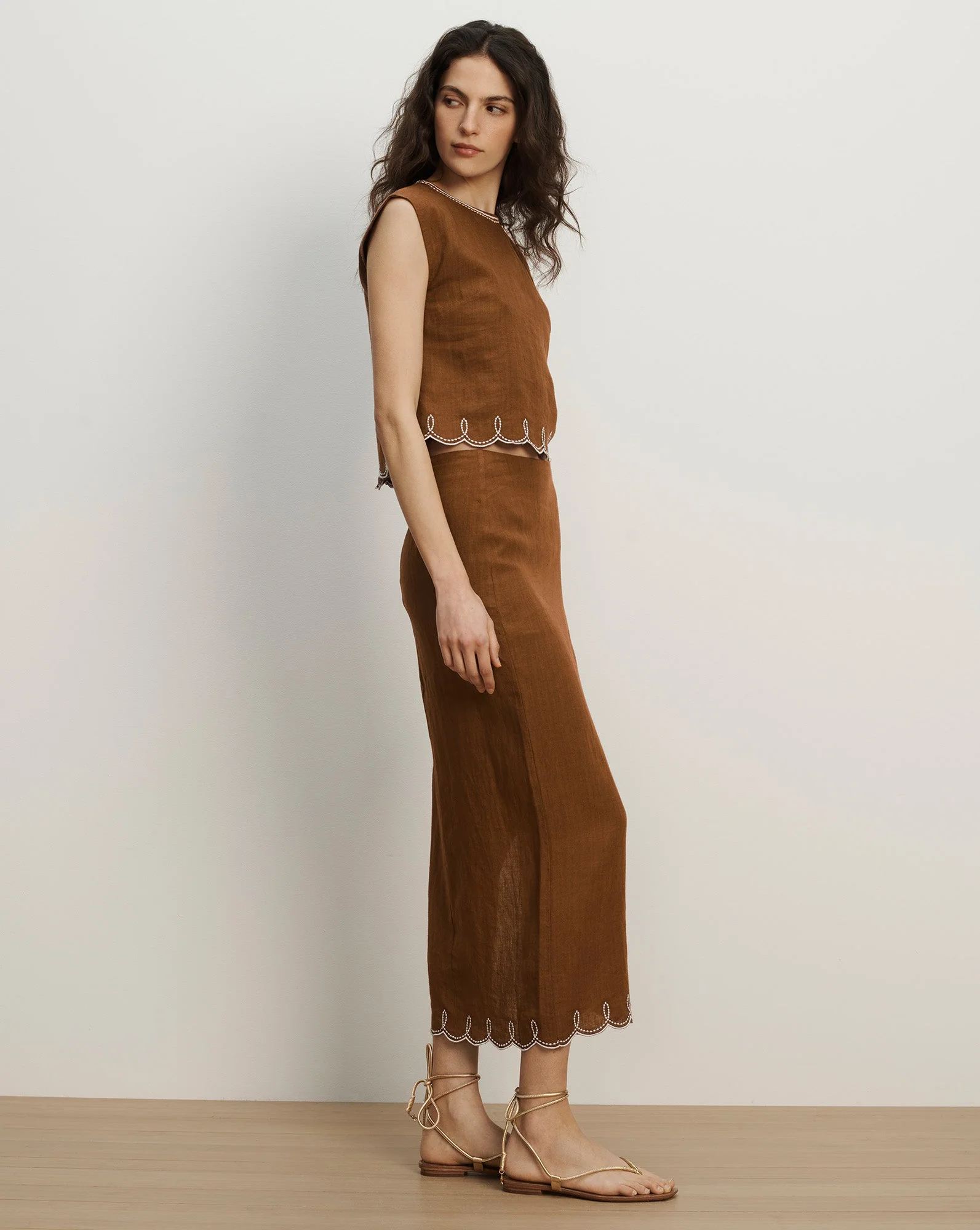 Veronica Beard - Malou Linen Midi Skirt - Image 3