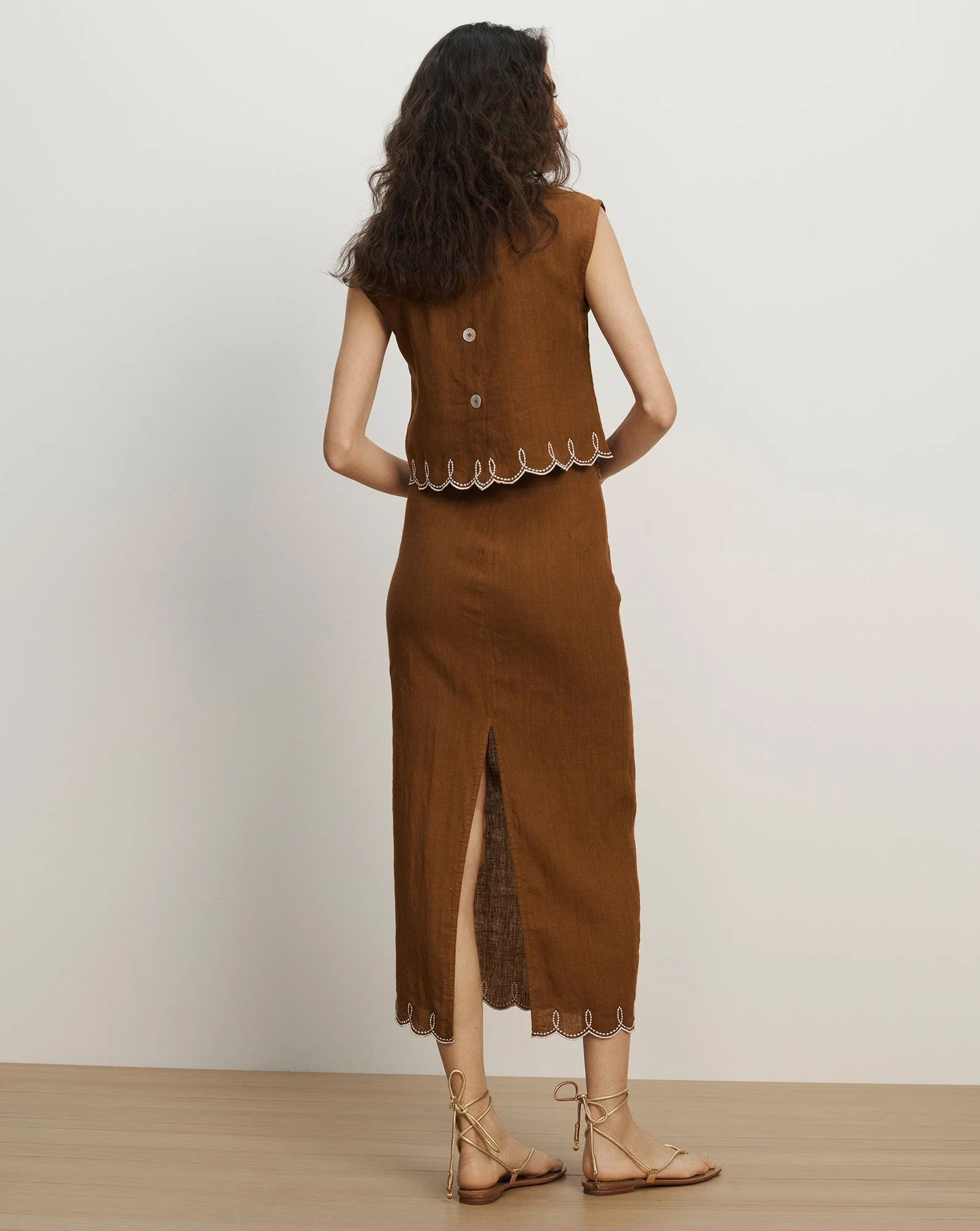 Veronica Beard - Malou Linen Midi Skirt - Image 5