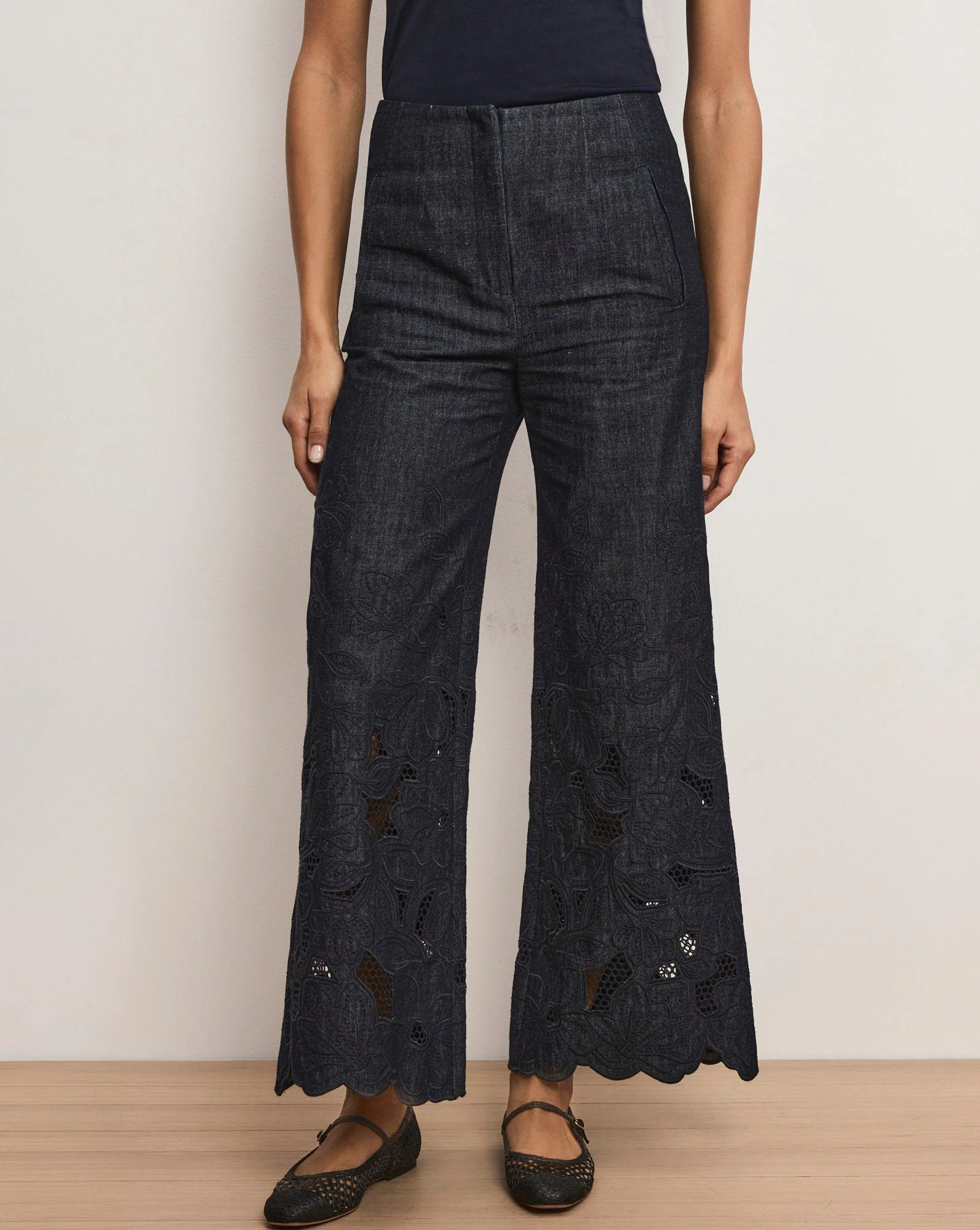 Veronica Beard - Osborne Wide - Leg Eyelet Pant - Image 2