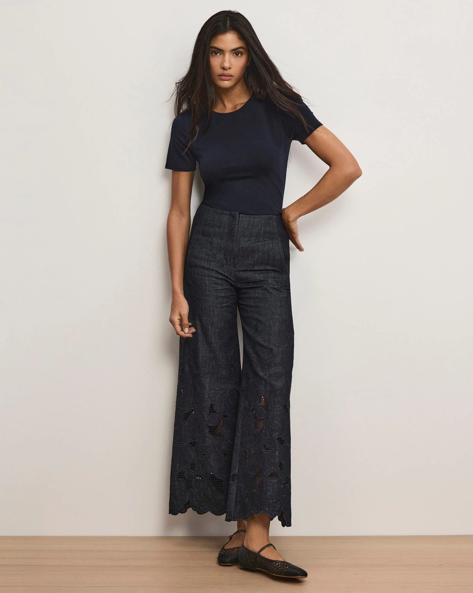 Veronica Beard - Osborne Wide - Leg Eyelet Pant - Image 4