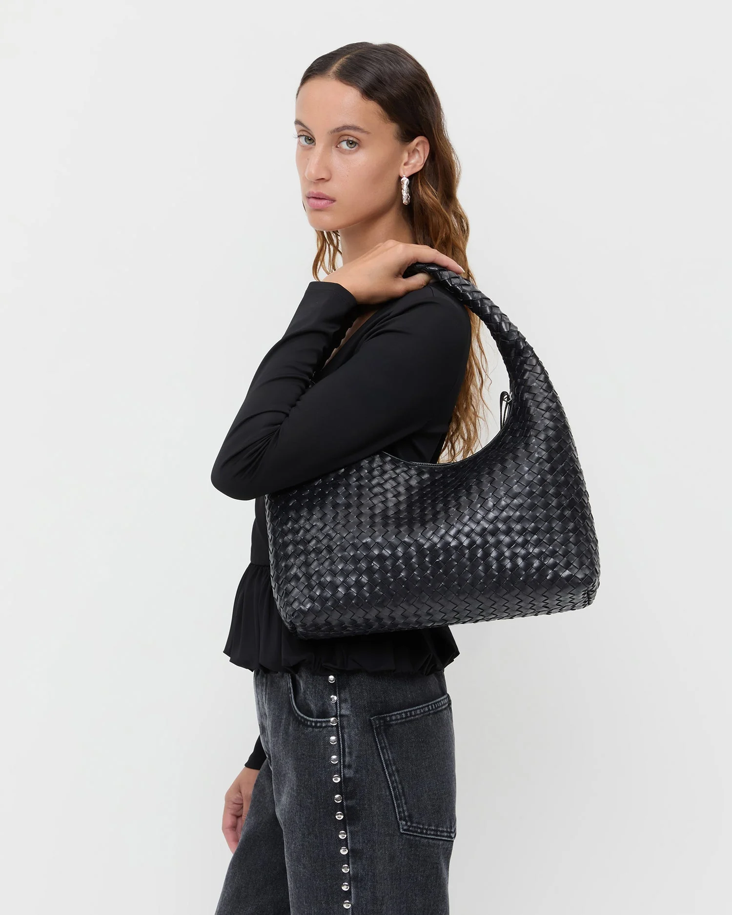 Loeffler Randall - Willow Black Woven Hobo Bag - Image 5